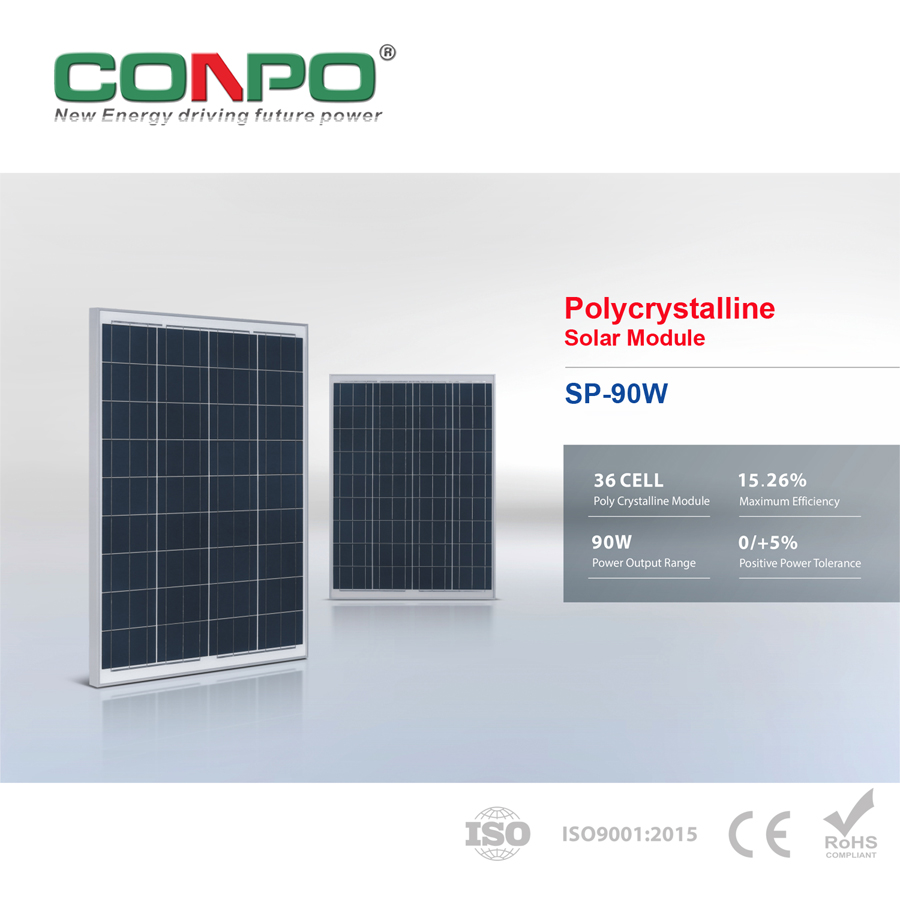 90W, 18V, Polycrystalline Solar Panel, PV Module