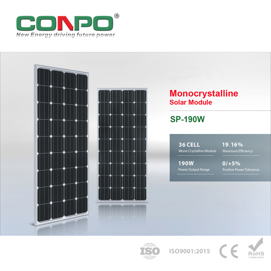 180W, 36V, Monocrystalline Solar Panel, PV Module