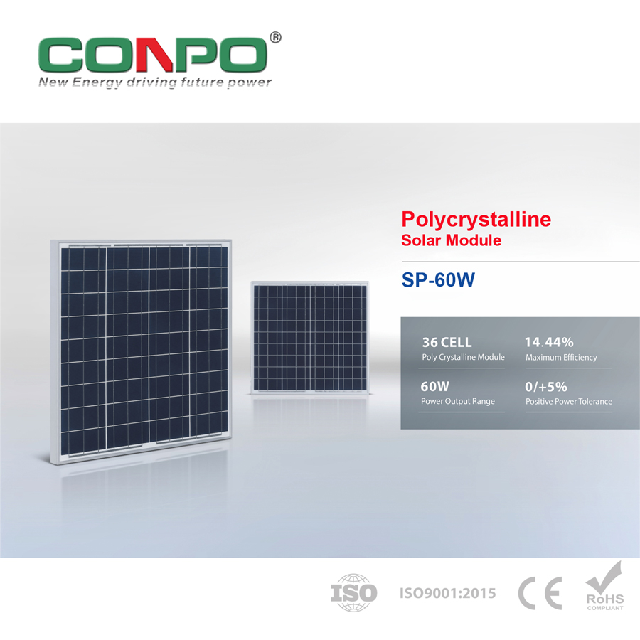 60W, 18V, Polycrystalline Solar Panel, PV Module