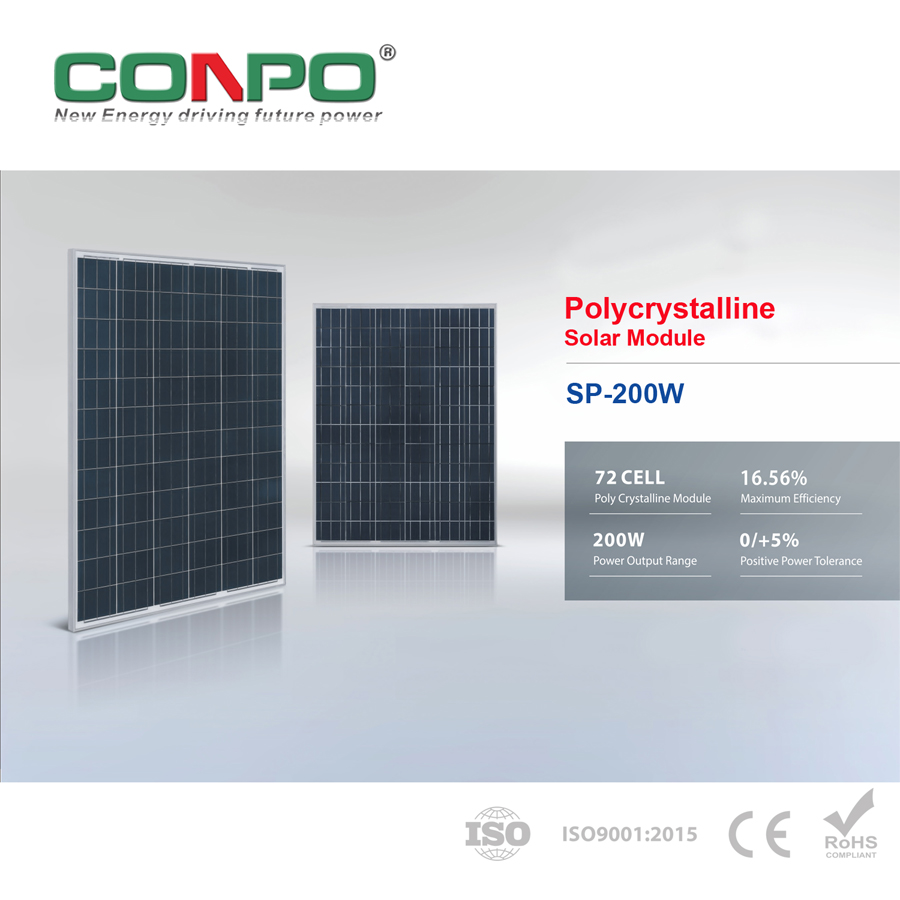 200W, 36V, Polycrystalline Solar Panel, PV Module